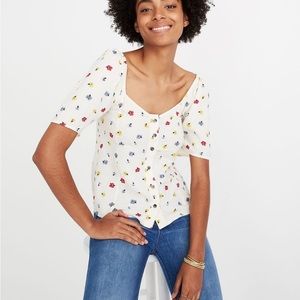 Madewell Floral Top Beige Size XXS